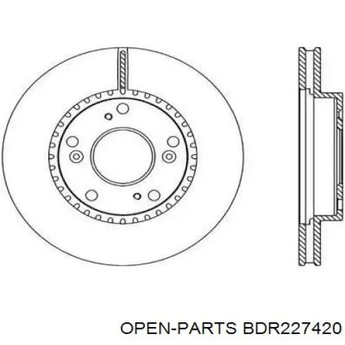 Передние тормозные диски BDR227420 Open Parts