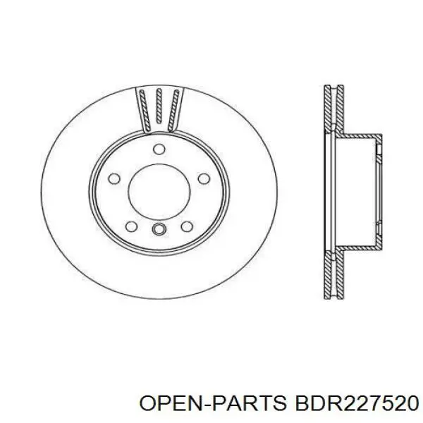 Передние тормозные диски BDR227520 Open Parts