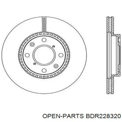 Передние тормозные диски BDR228320 Open Parts