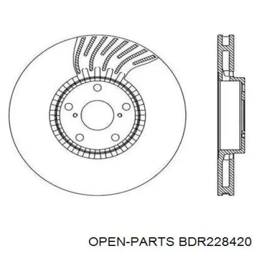 Передние тормозные диски BDR228420 Open Parts