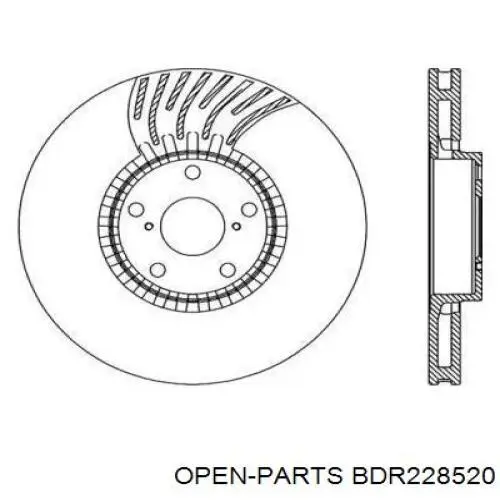 BDR2285.20 Open Parts disco do freio dianteiro