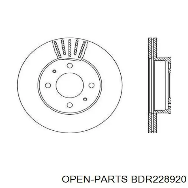 Передние тормозные диски BDR228920 Open Parts