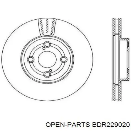 Передние тормозные диски BDR229020 Open Parts