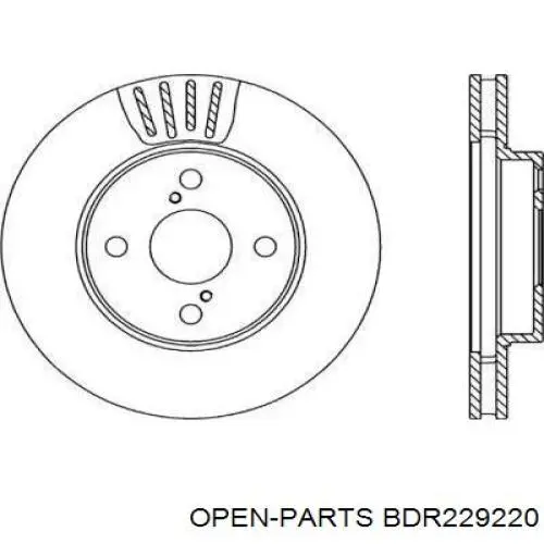 Передние тормозные диски BDR229220 Open Parts