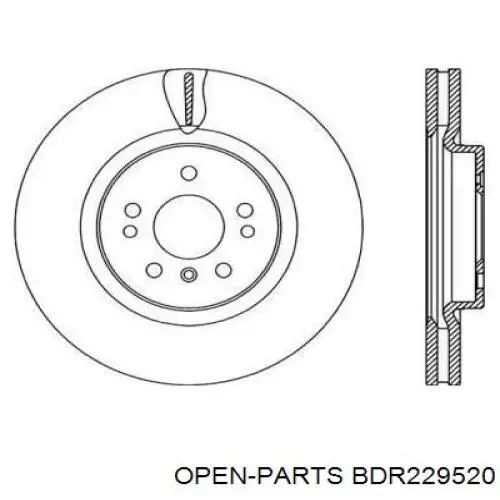 Передние тормозные диски BDR229520 Open Parts