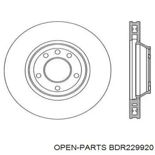 Передние тормозные диски BDR229920 Open Parts