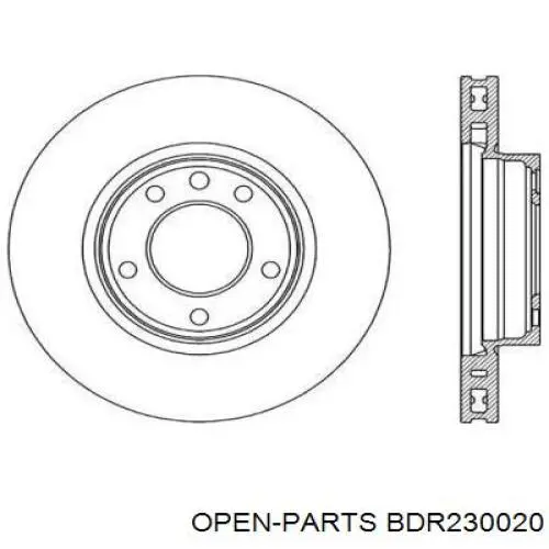 Передние тормозные диски BDR230020 Open Parts