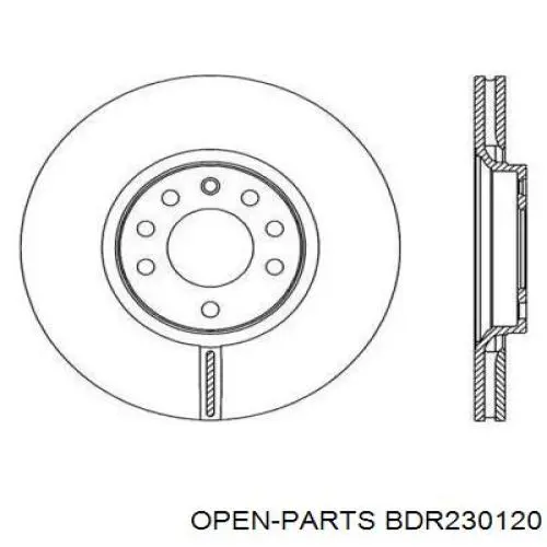 Передние тормозные диски BDR230120 Open Parts