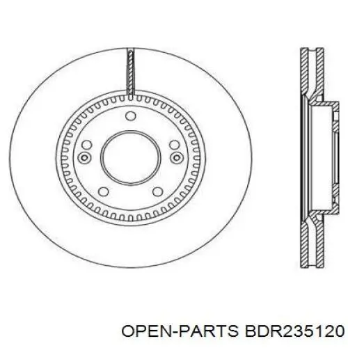 Передние тормозные диски BDR235120 Open Parts