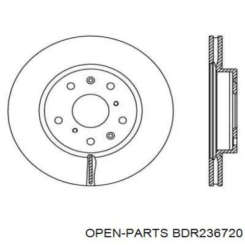 Передние тормозные диски BDR236720 Open Parts