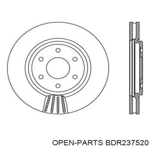 Передние тормозные диски BDR237520 Open Parts