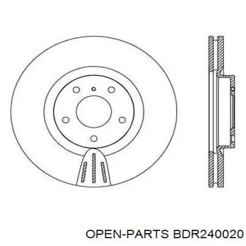 Передние тормозные диски BDR240020 Open Parts