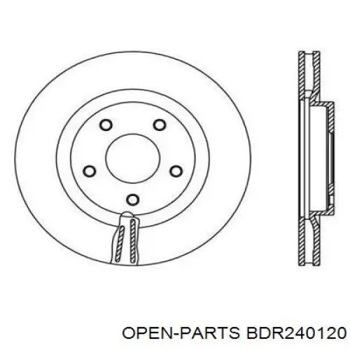 Передние тормозные диски BDR240120 Open Parts