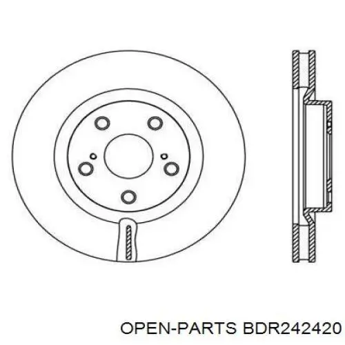 Передние тормозные диски BDR242420 Open Parts