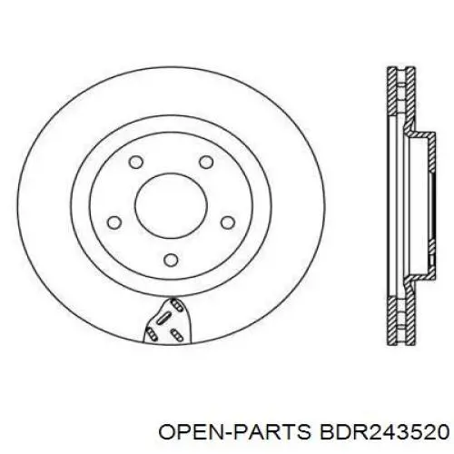 Передние тормозные диски BDR243520 Open Parts