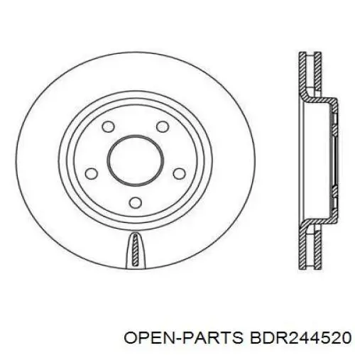 Передние тормозные диски BDR244520 Open Parts