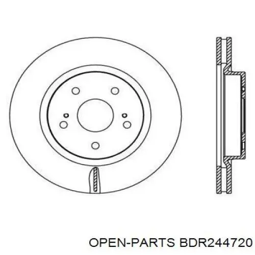 Передние тормозные диски BDR244720 Open Parts