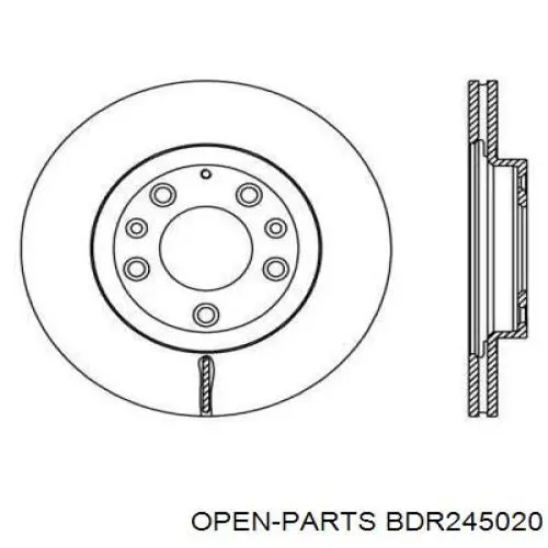 Передние тормозные диски BDR245020 Open Parts