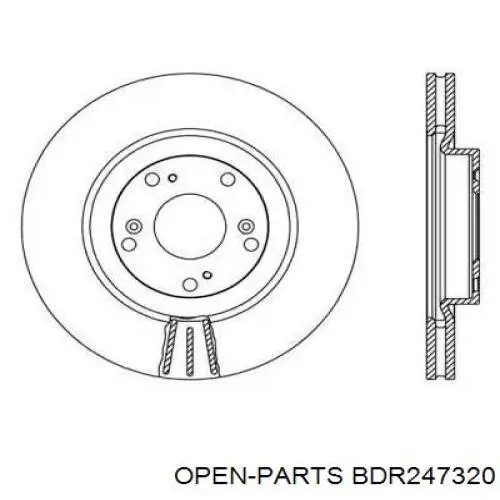 Передние тормозные диски BDR247320 Open Parts