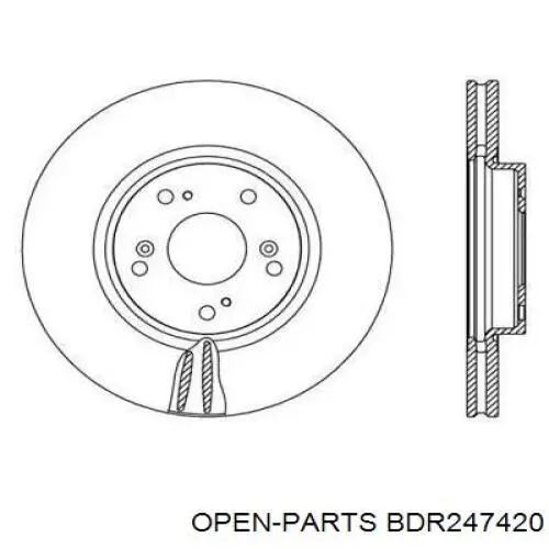 Передние тормозные диски BDR247420 Open Parts