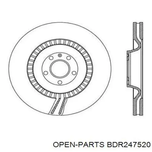 Передние тормозные диски BDR247520 Open Parts