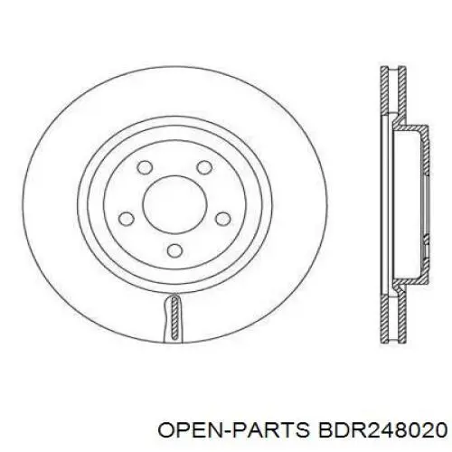 Передние тормозные диски BDR248020 Open Parts