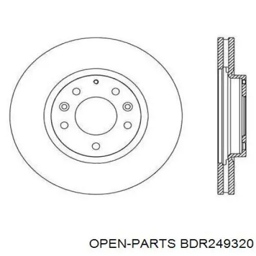 Передние тормозные диски BDR249320 Open Parts