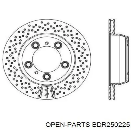 BDR2502.25 Open Parts disco do freio traseiro