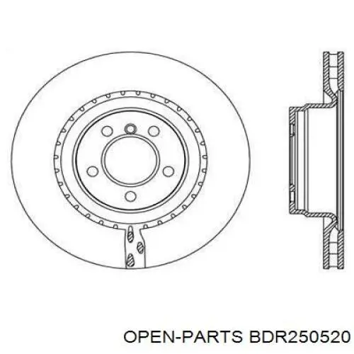 Передние тормозные диски BDR250520 Open Parts