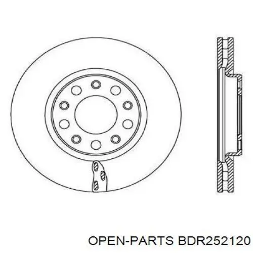 Передние тормозные диски BDR252120 Open Parts