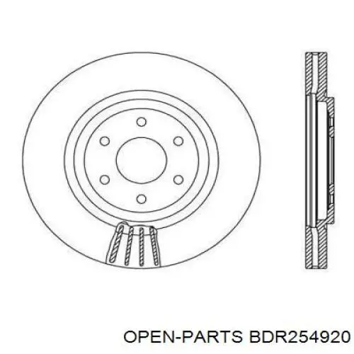 Передние тормозные диски BDR254920 Open Parts