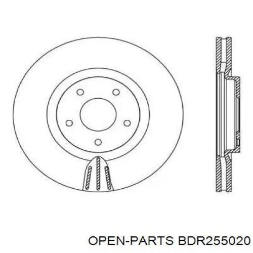 Передние тормозные диски BDR255020 Open Parts