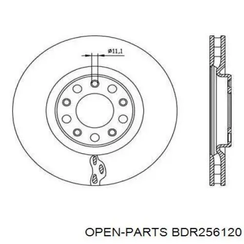 Передние тормозные диски BDR256120 Open Parts