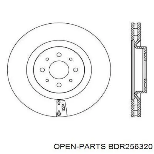 Передние тормозные диски BDR256320 Open Parts