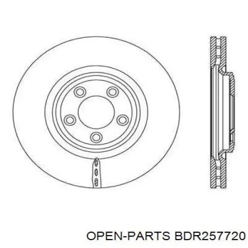 Передние тормозные диски BDR257720 Open Parts