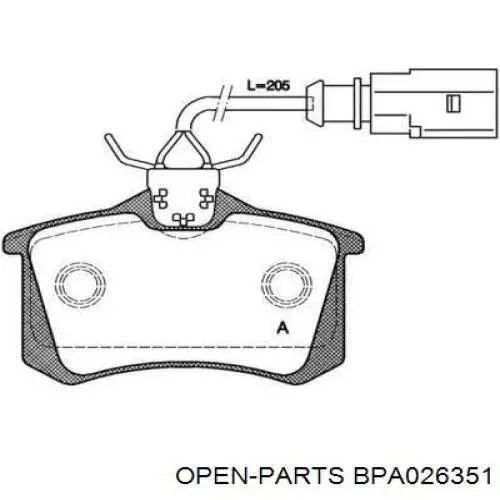 Задние тормозные колодки BPA026351 Open Parts