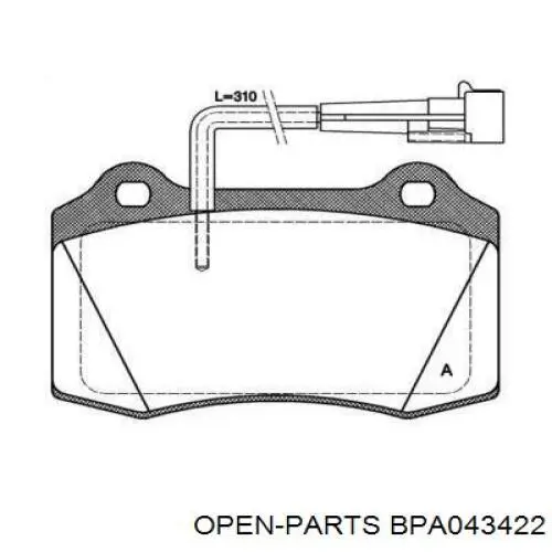 Передние тормозные колодки BPA043422 Open Parts