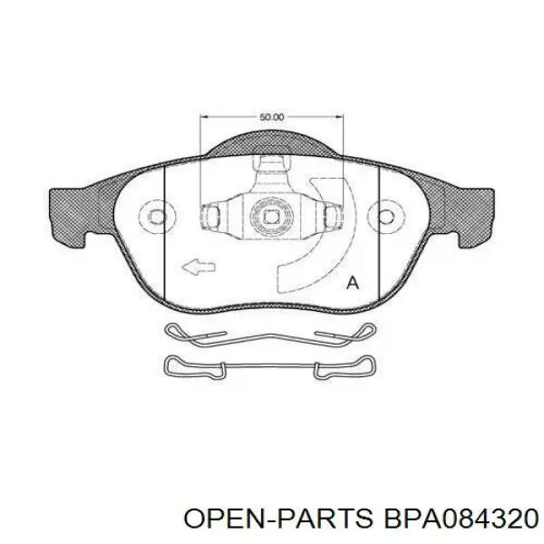 Передние тормозные колодки BPA084320 Open Parts