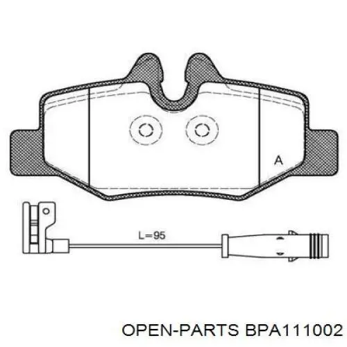 Задние тормозные колодки BPA111002 Open Parts