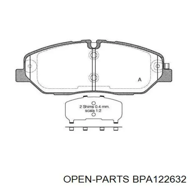 BPA122632 Open Parts sapatas do freio dianteiras de disco