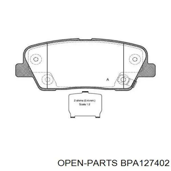 Задние тормозные колодки BPA127402 Open Parts