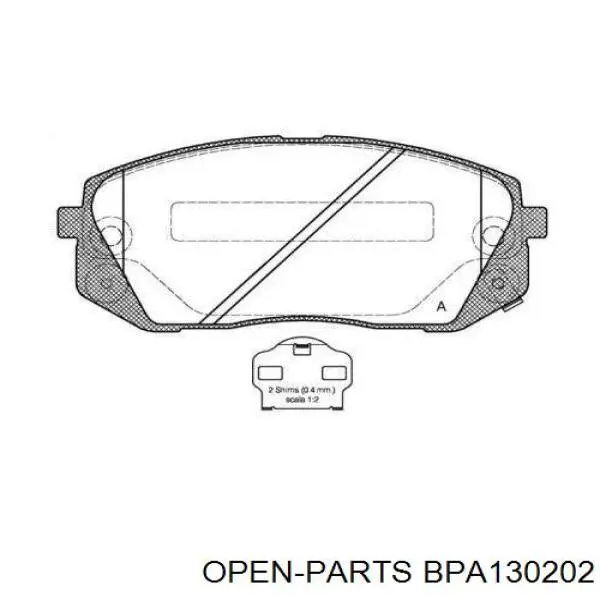 Передние тормозные колодки BPA130202 Open Parts