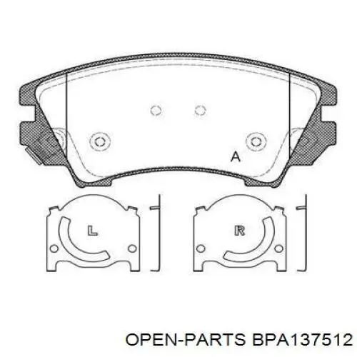 Передние тормозные колодки BPA137512 Open Parts