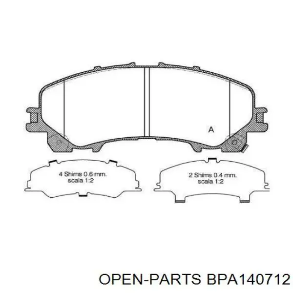 BPA1407.12 Open Parts sapatas do freio dianteiras de disco