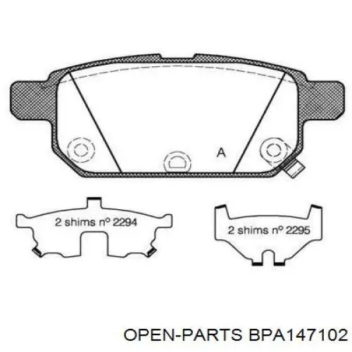 Задние тормозные колодки BPA147102 Open Parts