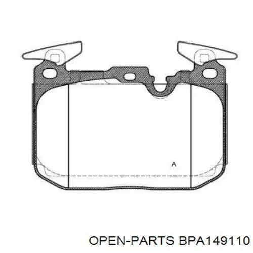 BPA149110 Open Parts sapatas do freio dianteiras de disco