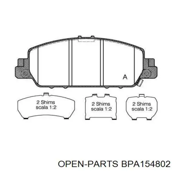 Передние тормозные колодки BPA154802 Open Parts