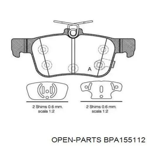 BPA1551.12 Open Parts sapatas do freio traseiras de disco