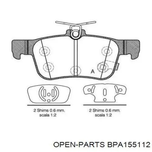 Задние тормозные колодки BPA155112 Open Parts