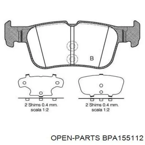 Pastillas de freno traseras BPA155112 Open Parts